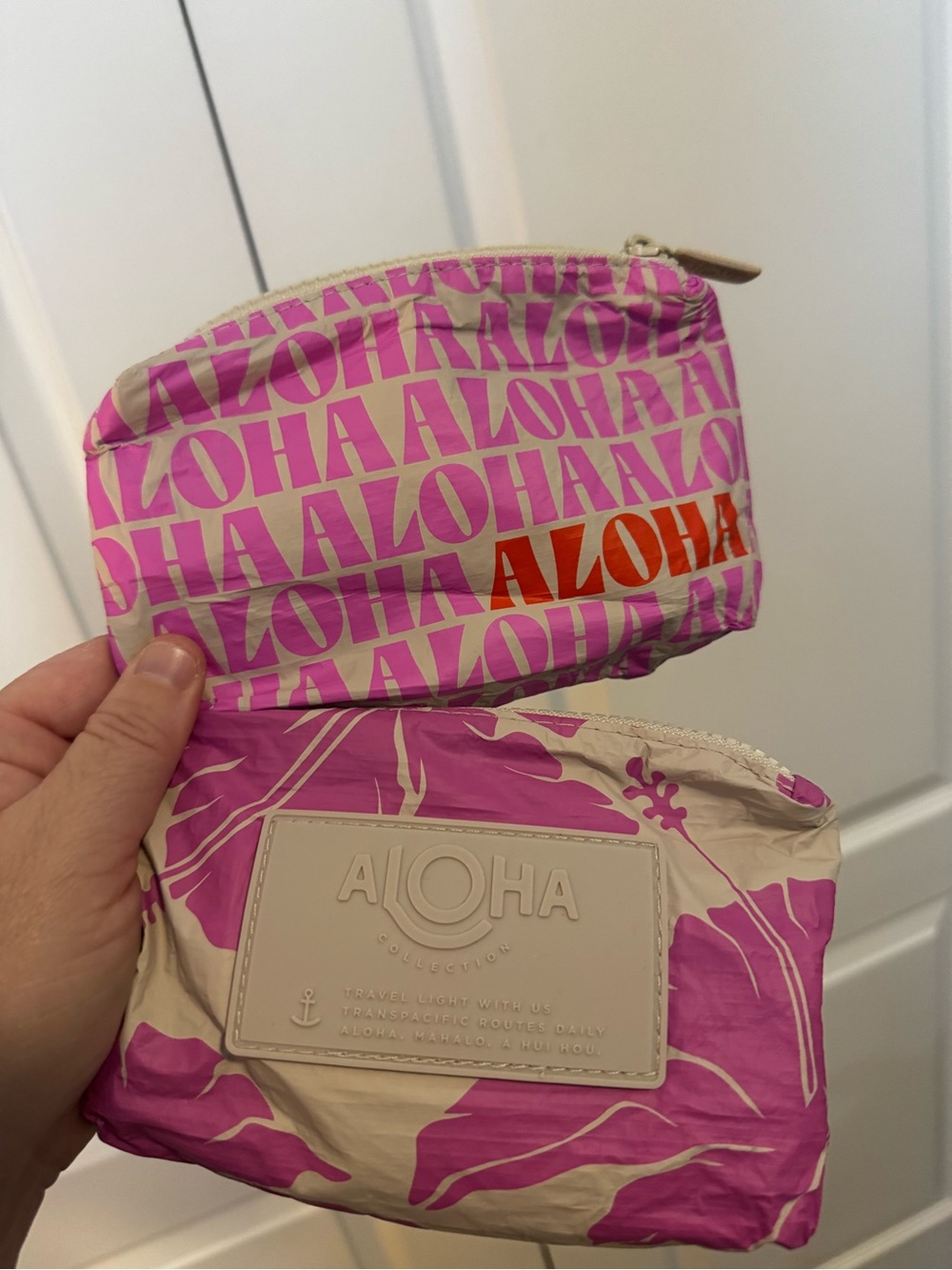 ALOHA Splashproof Collection Pink & Cream Travel Pouch Set